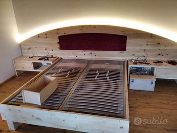 letto matrimoniale testata comodini in cirmolo