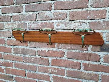 Attaccapanni vintage legno e metallo stile liberty