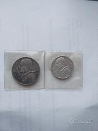 2 monete argento pio xI 10 lire 1930-5 lire 1934