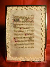 PAGINA DA LIBRO D'ORE MEDIOEVALE - sec. XV - 1400