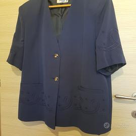 Giacca donna vintage blu con ricami 90s