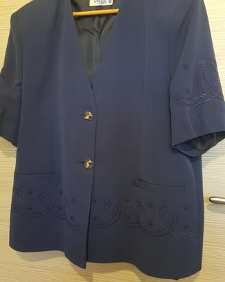 Giacca donna vintage blu con ricami 90s