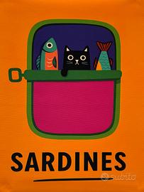Stampa su tela scatola di sardine colorate 30X40