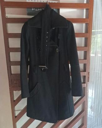 Cappottino nero, made in Italy, con cintura, nuovo