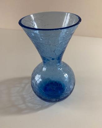 Vasetto in Vetro Blu con Effetto Scheggiato