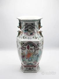 Vaso Esagonale in Porcellana con Anse – Cina, XX 