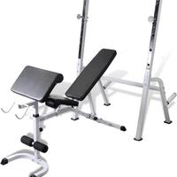 Panca, rack squat + manubri + bilancieri