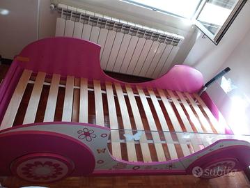 Letto automobile 200x90, bambina grande, barriere
