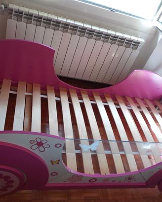 Letto automobile 200x90, bambina grande, barriere