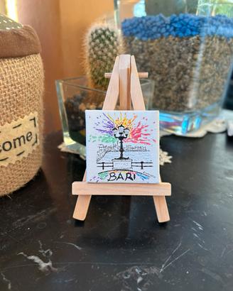 Mini Tela Lungomare Bari 5x5cm – Dipinta a mano 🎨