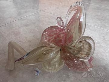 Fiore rosa vetro di murano
