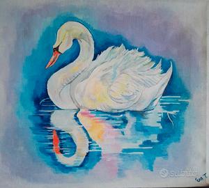 dipinto acrilico su tela cigno