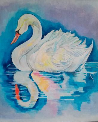 dipinto acrilico su tela cigno