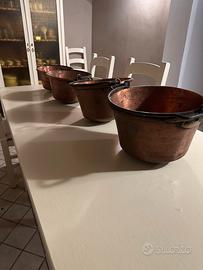 Lotto pentole e oggetti in rame