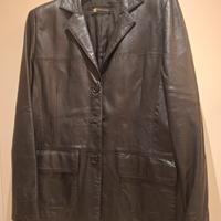 Giacca vintage in pelle nera da donna