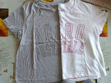 2 t-SHIRT aeropostale grigia e bianca taglia S