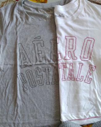 2 t-SHIRT aeropostale grigia e bianca taglia S