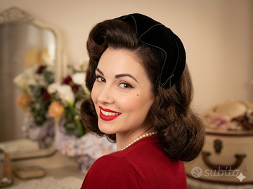 cappello copricapo vintage anni '50 in velluto