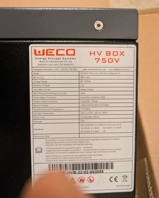 BMS WECO HV BOX 750V  per batterie WECO Zucchetti 