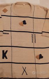 MAGLIA DONNA TG S , CON APPLICAZIONI RICAMATE A MA