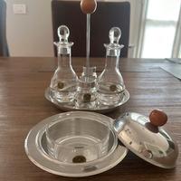 Set olio, aceto, sale, pepe in Inox e cristallo