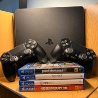 Ps4 1TB slim nera 2 controller 4giochi + cavi