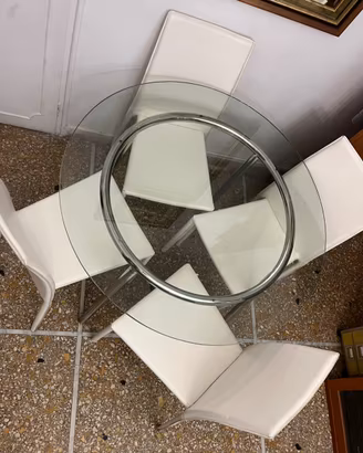 4 Sedie Moderne in Similpelle Bianche
