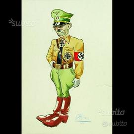 Disegno satirico a china acquerellata di Hitler