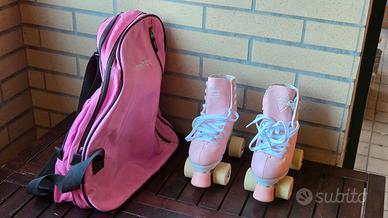 Pattini a rotelle Oxelo rosa n. 35 con borsa
