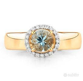 Anello oro giallo 14 carati,0.38 ct acquamarina