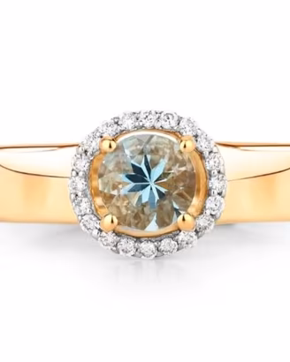 Anello oro giallo 14 carati,0.38 ct acquamarina