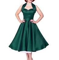 Vestito a ruota raso verde