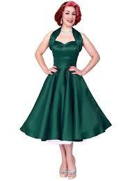 Vestito a ruota raso verde