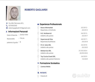 Pulizie/ortofrutta/manuale/scaffalista