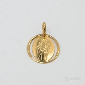 Pendentif En Or Jaune 18 Carats - Représente La Madonna - Marque Gulino Gioielli - Neuf Avec étiquettes