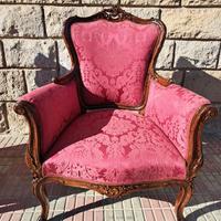 Poltrona in legno Massello stile Barocco damascato