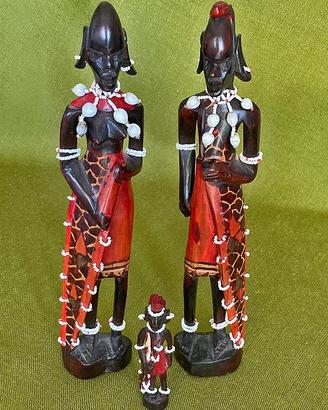Statuette africane famiglia masai
