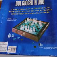 Gioco dama e scacchi due in uno in cofanetto legno