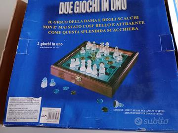 Gioco dama e scacchi due in uno in cofanetto legno
