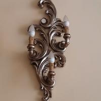 N. 16 applique a muro legno argentato 3 punti luce