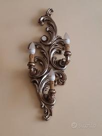N. 16 applique a muro legno argentato 3 punti luce