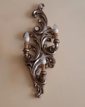 N. 16 applique a muro legno argentato 3 punti luce