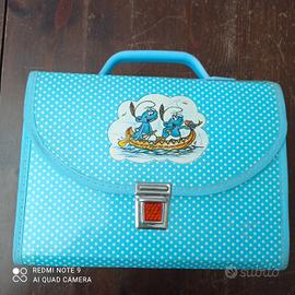 Cestino asilo elementari Puffi Smurfs 1980 