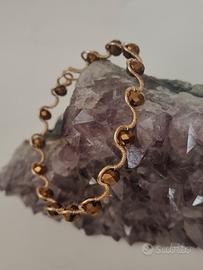 bracciale rigido ottone cristalli marrone dirato