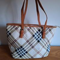 Borsa Tote a spalla fantasia Check beige 