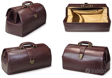 Borsa Doctor Bag in Vera Pelle Bordeaux - Vintage