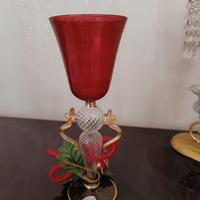 Calice decorativo in vetro di Murano rosso