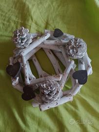 porta candele in legno stile shabby