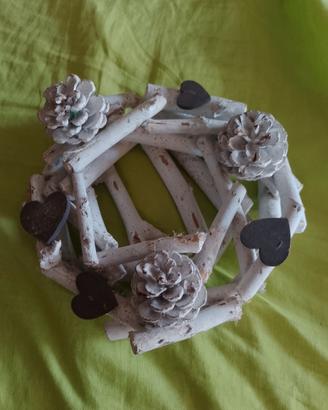 porta candele in legno stile shabby