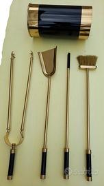 Set attrezzi in ottone per camino S245 con secchio